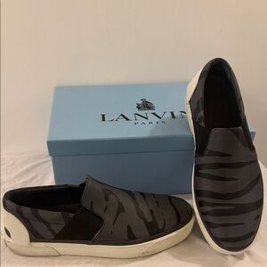 Lanvin Men's Black and Gray Patterned Sneakers